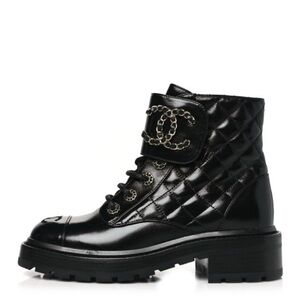 Chanel Black Quilted Leather Ankle Boots